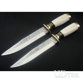 Large Size Version Greece Hunting Knife Outdoor Knife with Brass + Ox horn + Animal Bone Handle UDTEK01361